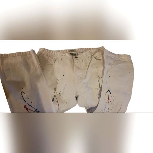 Hip-hop Streetwear Mens Contender Color Splash White Jeans - Picture 1 of 6